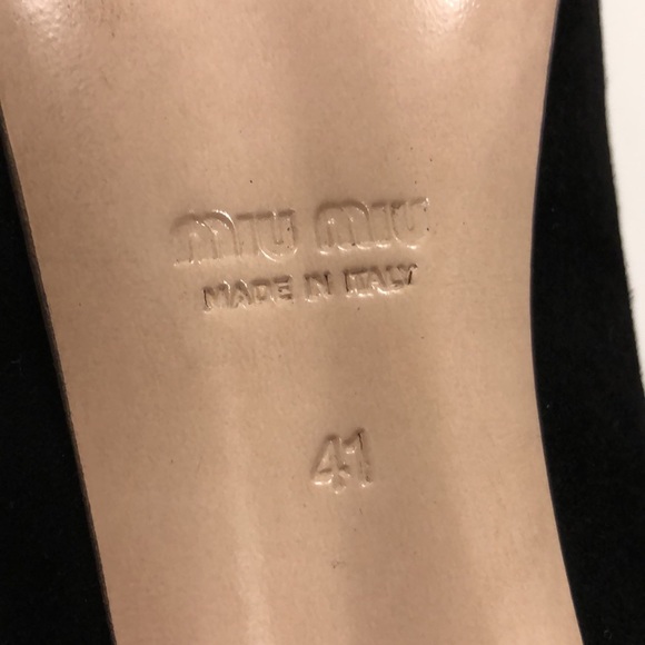 Miu Miu 41 High Heel Black Suede shoe pump platform all leather Excellent Condit - Picture 10 of 12